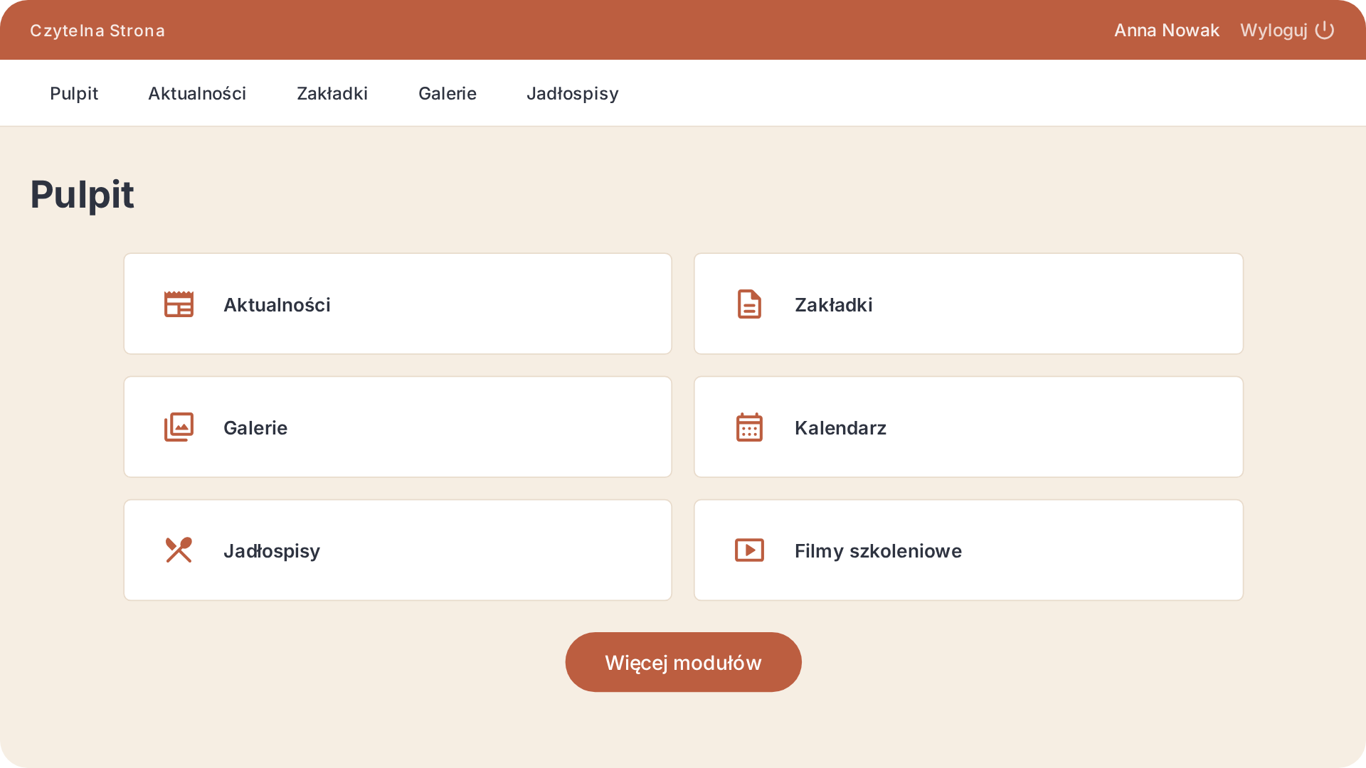 Panel do zarządzania stroną szkoły — widok dla nauczycieli