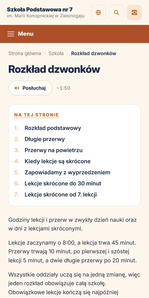 Rozkład dzwonków na telefonie