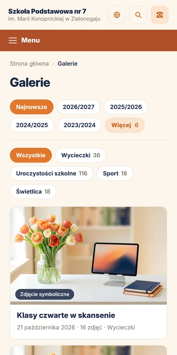 Lista galerii na telefonie