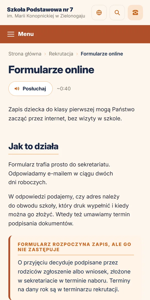 Formularze online na telefonie
