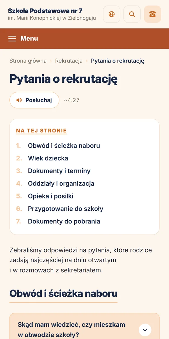Pytania o rekrutację na telefonie