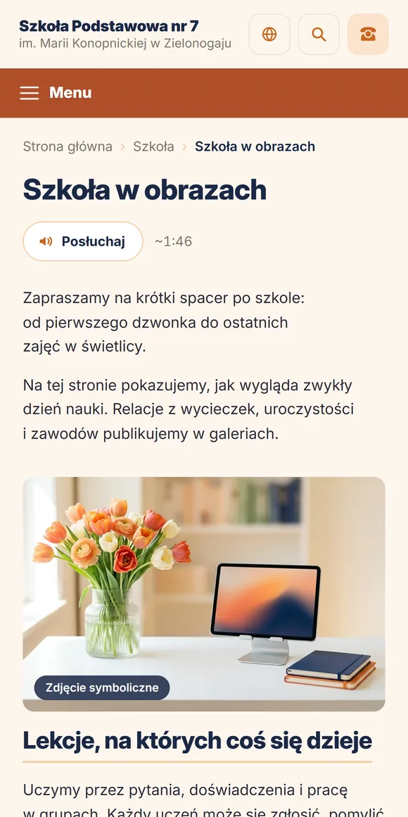 Szkoła w obrazach na telefonie