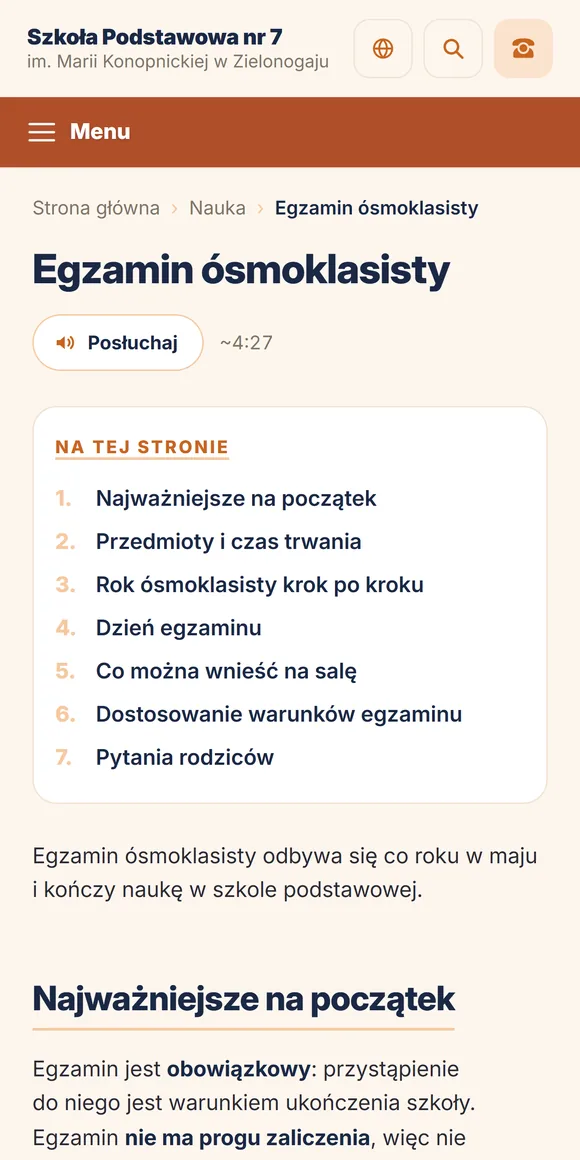 Egzamin ósmoklasisty na telefonie