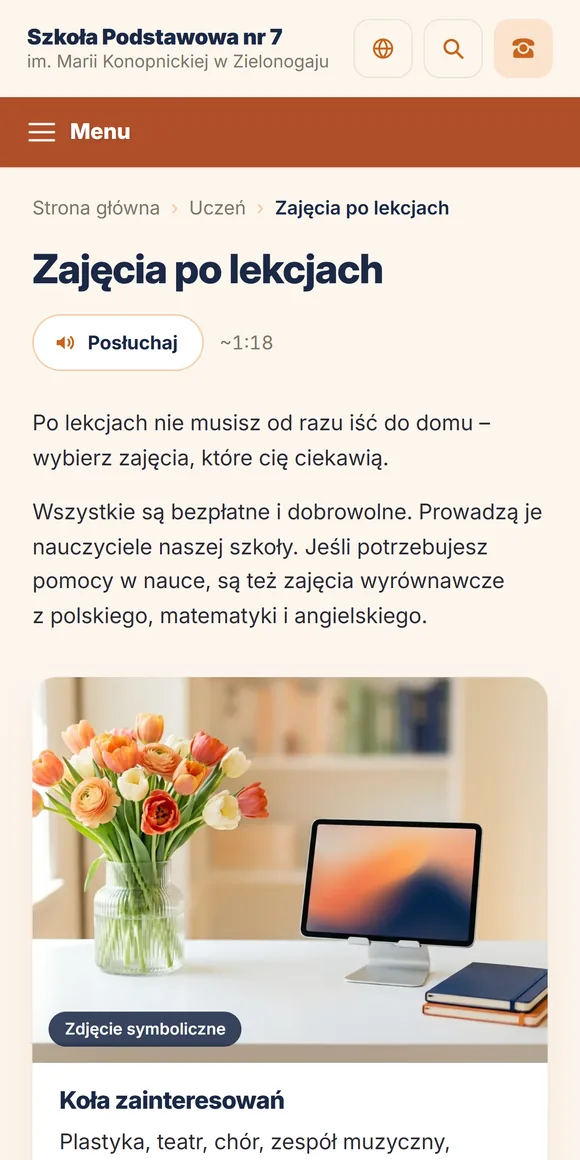 Zajęcia po lekcjach na telefonie